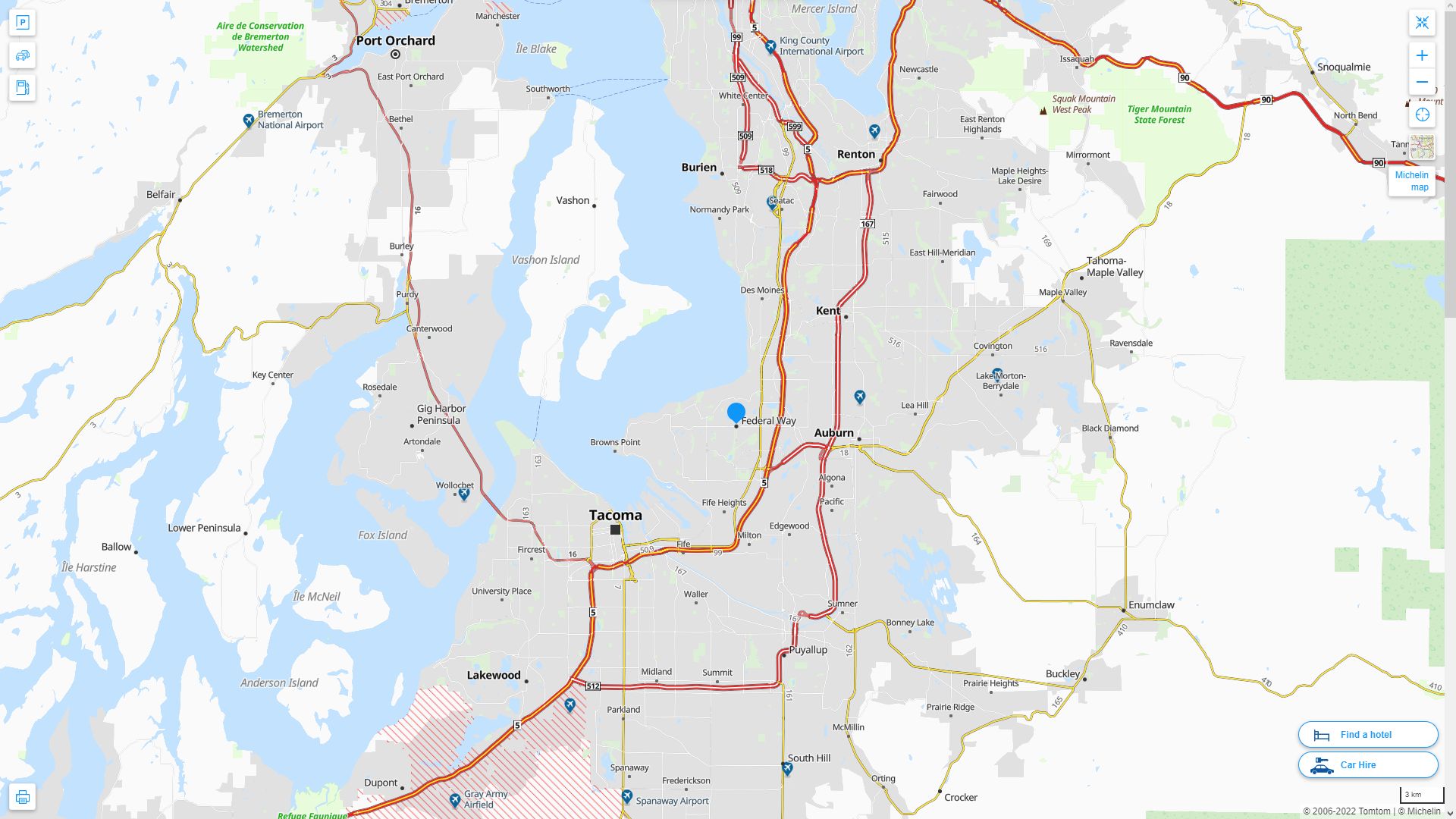 Federal Way Washington Highway and Road Map